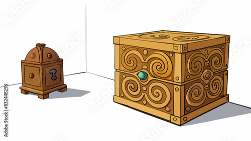 In the corner of her room a small wooden box rested on her dresser. It was intricately carved with twisted patterns and seemed to hum with a strange. Cartoon Vector.