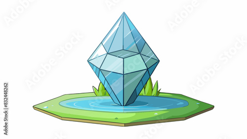 In the depths of a bottomless lake lies a rare crystal transparent and flawless it glimmers in the sunlight and is said to grant eternal life to. Cartoon Vector.