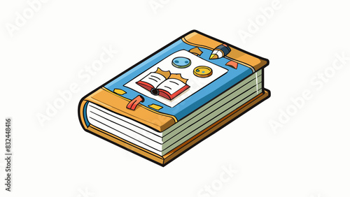 Inspecting a book The book has a soft paperback cover and is approximately 200 pages long. It is filled with black and white text and some colorful. Cartoon Vector.