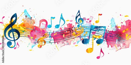 a image of a colorful music note with many musical notes