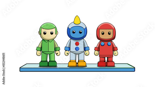 Miniature figurines are tiny replicas of real objects or people typically used for collecting or as decorative pieces. They are meticulously crafted. Cartoon Vector.