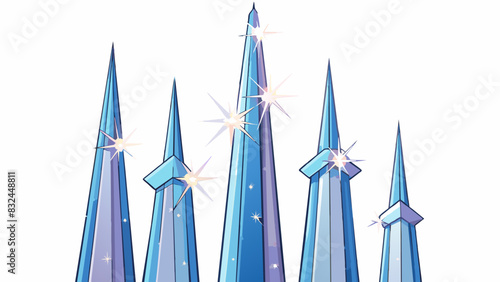 One of the most striking features of the mar is the towering towering spires that seemingly defy gravity and reach towards the dark starspeckled sky.. Cartoon Vector.