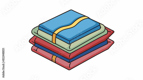 Properly folded laundry The clothes are neatly folded with straight edges and minimal wrinkles. The sleeves and pant legs are also evenly aligned. Cartoon Vector.