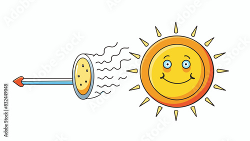 Shift of temperature As the sun set there was a noticeable shift of temperature in the air. The warm sunny day turned into a cool breezy evening. Cartoon Vector.