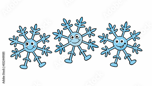 Snowflakes dancing gracefully through the cold crisp air each one a unique and delicate masterpiece.. Cartoon Vector.