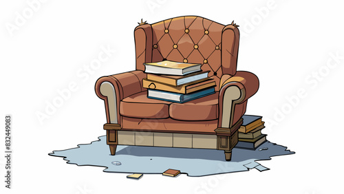 Sitting ast a sea of books in the library there was a worn leather armchair that had clearly seen better days. Its armrests were frayed and the. Cartoon Vector.