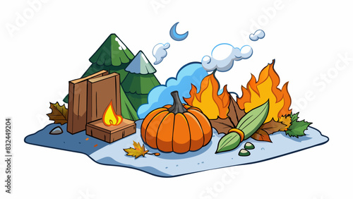 The air is crisp and cool carrying the scent of pumpkin e and bonfires while also hinting at the approaching winter.. Cartoon Vector.