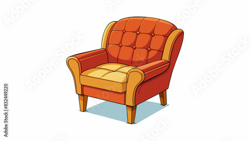 The apparently comfortable chair had a deep cushion and sy wooden legs inviting anyone to take a seat.. Cartoon Vector.