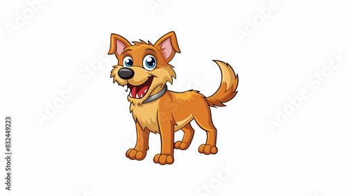 The apparently friendly dog had soft fur and a wagging tail but d its teeth and growled when approached by a stranger.. Cartoon Vector.