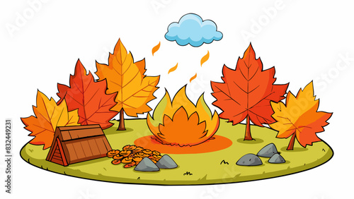 The air was crisp and cool with a slight breeze that carried the sound of rustling leaves and the faint scent of bonfires.. Cartoon Vector.