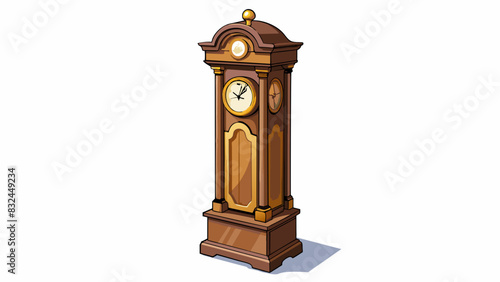 The antique grandfather clock stood tall and regal in the corner its intricate carvings and golden face telling the passage of time.. Cartoon Vector.
