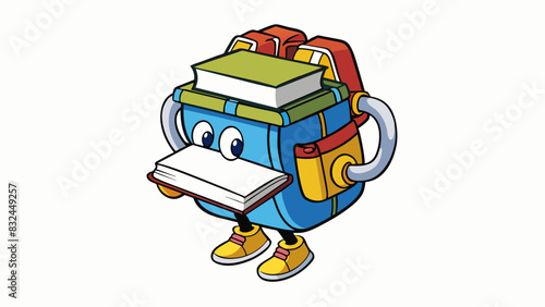 The backpack was overflowing with textbooks making it almost impossible for the student to carry without slouching under its heavy load.. Cartoon Vector.
