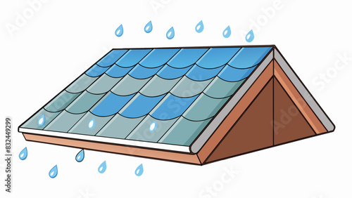 The beat of rain on a roof a soft and continuous pattering sound. The raindrops are small and consistent creating a peaceful beat that can lull a. Cartoon Vector.