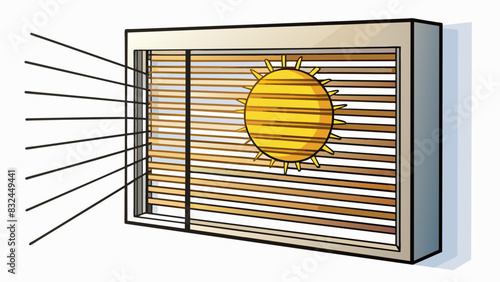 The bright sunlight seeping through the blinds was in direct opposition to the dimly lit atmosphere of the room.. Cartoon Vector.
