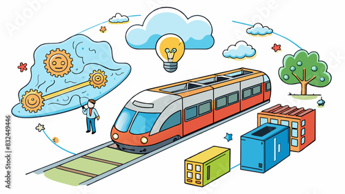 The brain can be compared to a bustling train station with trains constantly arriving and departing each carrying different types of information and. Cartoon Vector.