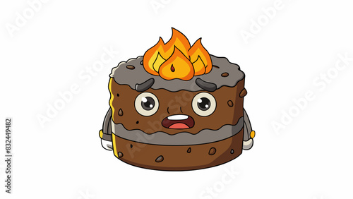 The cake was unfortunately left in the oven for too long resulting in a burnt and charred exterior.. Cartoon Vector.