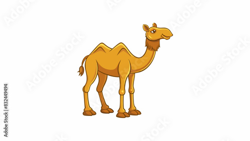 The camel stood tall with a hump on its back its long neck stretched towards the sky. Its thick gy coat of sandy brown fur protected it from the. Cartoon Vector.