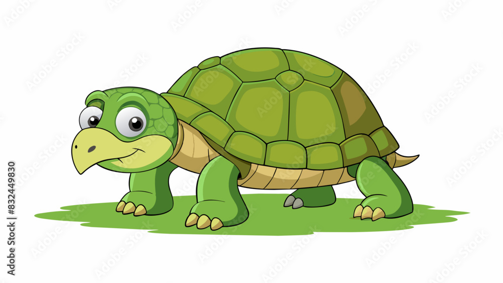 The elderly turtle moved slowly across the grass its wrinkled shell and tired legs making each step seem like an eternity.. Cartoon Vector. The elderly turtle moved slowly across the grass its wrinkled shell and tired legs making each step seem like an eternity.. Cartoon Vector.