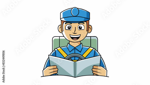 The driver had a map open on their lap and frequently checked it while driving. They had a odical and detailoriented approach wanting to ensure they. Cartoon Vector.