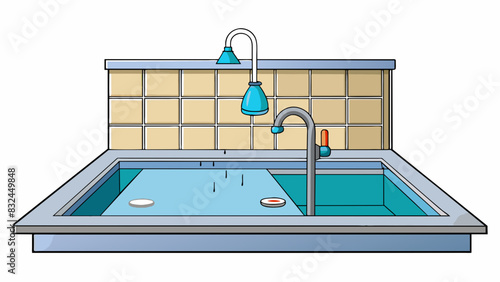 The dripping faucet echoed throughout the empty kitchen each drop hitting the sink with a slow and monotonous rhythm. Despite its annoying sound it. Cartoon Vector.