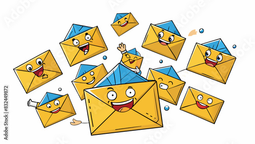The email response came in quick succession each one filled with excitement and anticipation for the upcoming event.. Cartoon Vector.