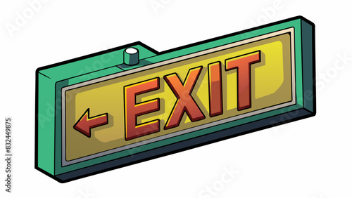 The emergency exit sign glows in the dark making it easy to spot and providing immediate guidance for safe evacuation.. Cartoon Vector.
