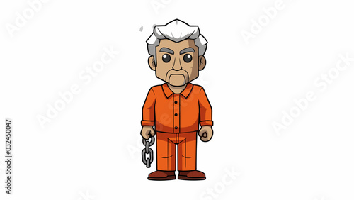 The first prisoner was a tall figure with gy hair and a gaunt face. He wore an oversized faded orange jumpsuit with wornout numbers printed on the. Cartoon Vector.