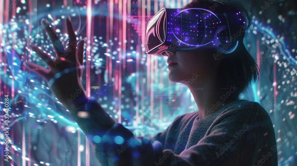 Virtual Reality Technology Backqround: Futuristic Digital Imagery and 3D Elements Virtual Reality Technology Backqround: Futuristic Digital Imagery and 3D Elements