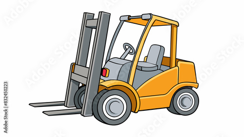 The forklift is a heavy machinery employ that is used for lifting and moving heavy loads. It is characterized by two forklike arms at the front that. Cartoon Vector.