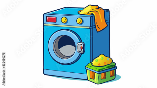 The highefficiency washing machine is designed to use less water and detergent while still thoroughly cleaning clothes. Its multiple wash settings. Cartoon Vector.