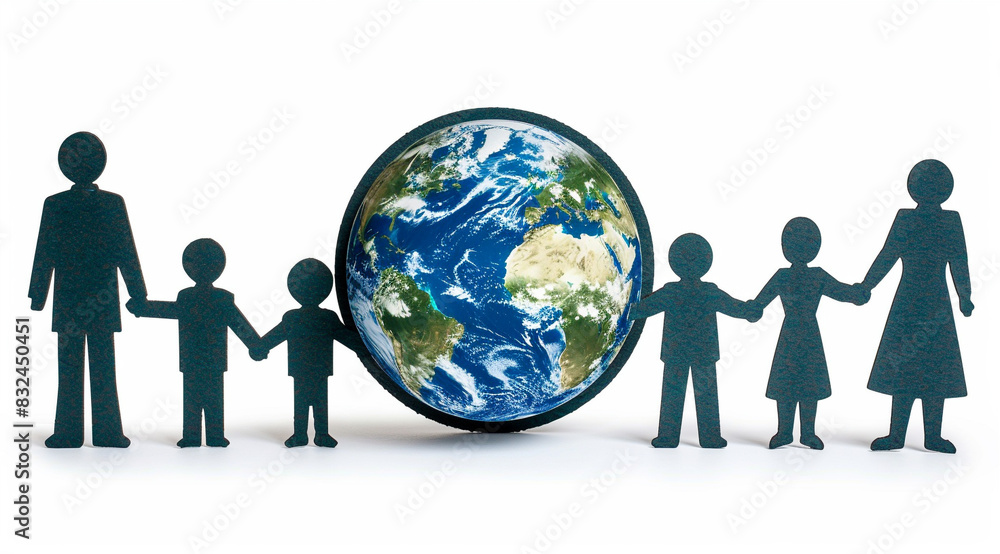 Silhouette happy Global Day of Parents. Earth Globe Background. Silhouette happy Global Day of Parents. Earth Globe Background.