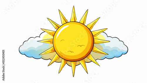The large yellow sun was the obvious source of light and warmth on this cloudless day.. Cartoon Vector.