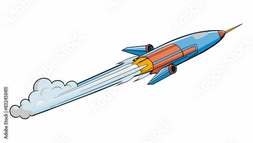 The jet plane tore through the sky leaving behind a trail of white vapor as it reached supersonic speeds.. Cartoon Vector.
