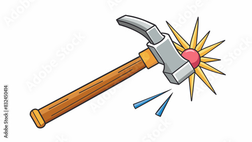 The knock of a hammer hitting a nail is a loud and distinct noise. It has a sharp impact followed by a resonating vibration that fades away.. Cartoon Vector.