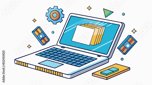 The laptop had a fast processor and a large storage capacity making it sufficient for running multiple programs and storing large files without. Cartoon Vector.
