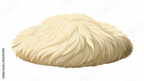 The main characteristic of this object is its soft and fluffy texture. It is roughly the size of a small pillow and is covered in a soft creamcolored. Cartoon Vector.