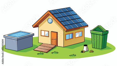 The neighbor across the street has recently installed solar panels on their roof showing their commitment to renewable energy. They also have a. Cartoon Vector.