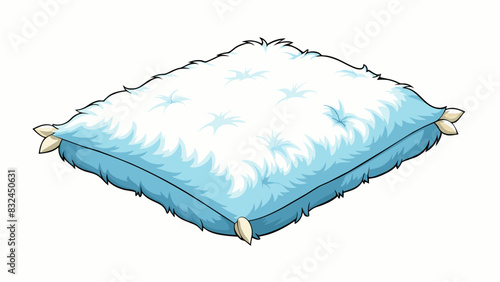 The object is a large fluffy pillow with a rectangular shape and a soft cotton cover. When pressed it quickly regains its shape and provides a. Cartoon Vector. photo