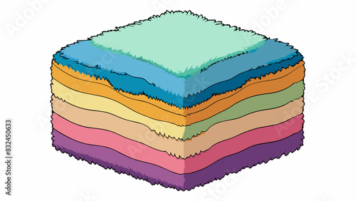 The object is made of soft fluffy material and is in the shape of a square. It has multiple colorful layers and can be used to keep warm or as a. Cartoon Vector.