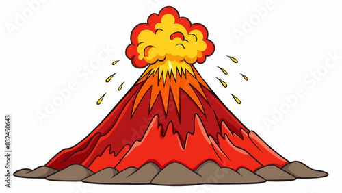 The object was an active volcano constantly spewing out lava and ash. Its fiery red color and trembling ground showed its powerful and unpredictable. Cartoon Vector.