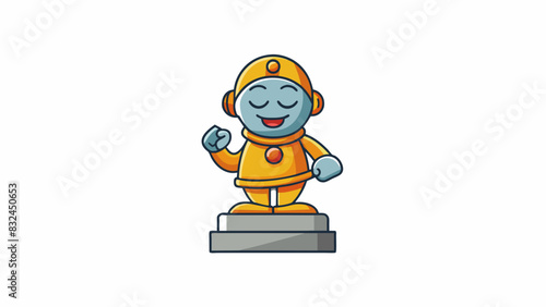 The nodding statue seemed to come to life as tourists passed by its stone head moving in a slow and steady rhythm.. Cartoon Vector.