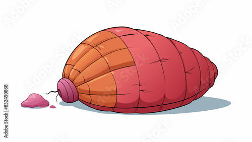 The partially deflated balloon lay on the ground its once vibrant color now faded and its shape distorted. A few remaining air pockets gave it a. Cartoon Vector.