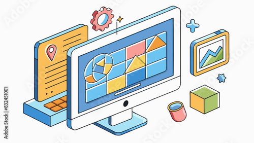 The resolution of a computer screen determines how sharp and clear the text and images appear with higher resolution screens producing smoother lines. Cartoon Vector.