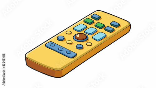 The remote control for the television has a missing button making it impossible to change channels or adjust the volume.. Cartoon Vector.