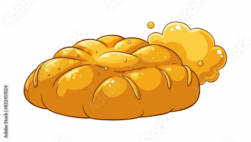 The scent of freshly baked bread filled the air as Eve pulled the warm loaves out of the oven the deep golden crusts crackling with each slice. She. Cartoon Vector.