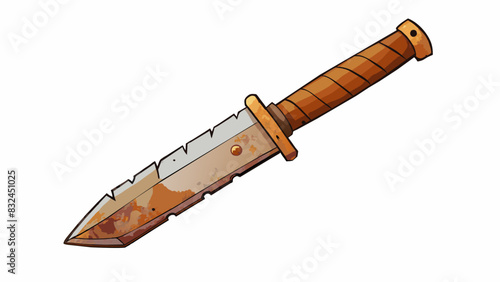 The rusty jagged edge of a jagged knife glinted under the dim streetlights as it was brandished in the air ready to strike.. Cartoon Vector.