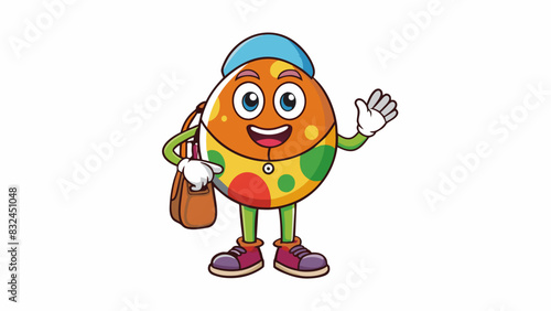 The second visitor had a round friendly face and a warm smile. They were dressed in colorful flowy clothing and had a bag overflowing with art. Cartoon Vector.