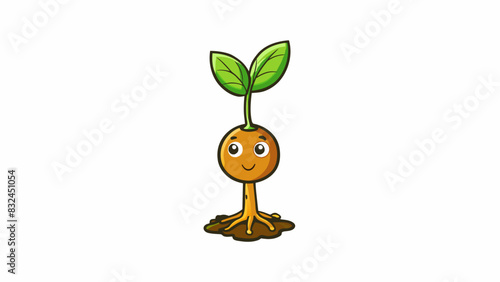 The seedling grew taller and taller with its leaves spreading out and its stem thickening showing an increased growth in its size and strength.. Cartoon Vector.