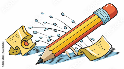The satisfying sound of a pencil scratching against paper creating a symphony of textures as words and sentences take shape and come to life.. Cartoon Vector.