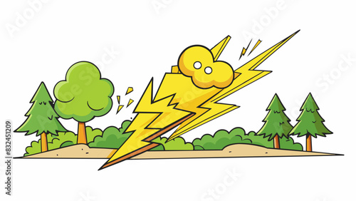 The sound of thunder is like an angry giant slamming their fists against the earth causing the trees to sway and the ground to shake. The noise can be. Cartoon Vector.